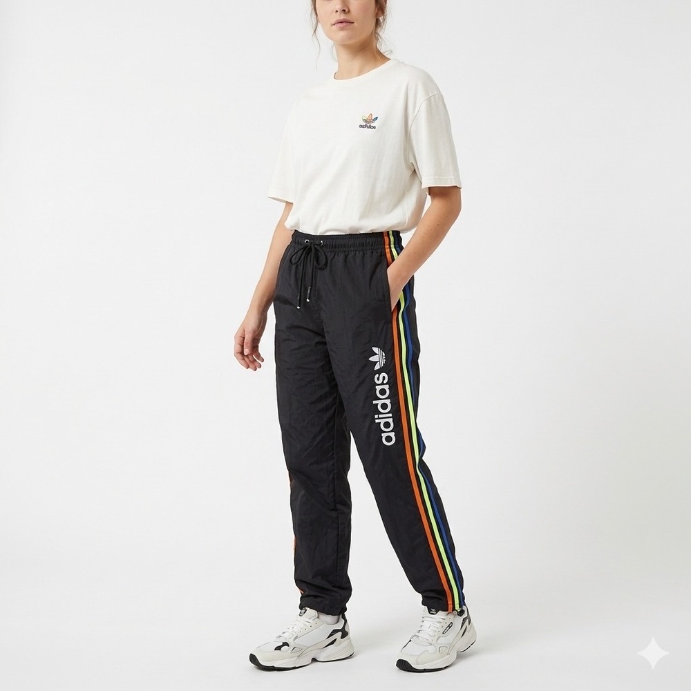 Adidas Originals Trefoil Vintage 90s‎ Track Pants Black Stripe Large L Blokecore